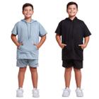 Kit 2 conjunto moletinho infantil camisa e shorts menino