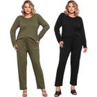 Kit 2 Conjunto Plus Size Feminino Manga Comprida Viscolycra