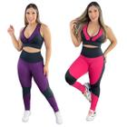 Kit 2 Conjuntos de Academia Calça Legging e Top Fitness