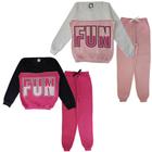 Kit 2 Conjuntos Moletom Juvenil Feminino Blusa Calça Flanelado punhos, Roupa inverno menina Agasalho infantil 10 - 16