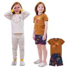 Kit 2 Conjuntos Pijama Infantil para Meninos ou Meninas 1 Inverno Meia Estação e 1 Verão, Malha Macia Algodão