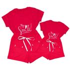 Kit 2 Conjuntos Verão Mãe e Filha Iguais Vermelho Natal