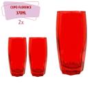 Kit 2 Copos Florida Chique Vidro Vermelho Mesa Posta 370ml