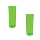 Kit 2 Copos Long Drink Cristal Verde Neon 330Ml Plástico