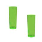 Kit 2 Copos Long Drink Cristal Verde Neon 330Ml Plástico - Bb Store