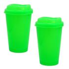 Kit 2 Copos Mug Verde Neon 320Ml Plástico Premium