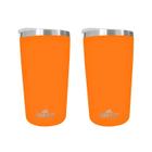 Kit 2 Copos Térmicos Aço Inox 420ML Laranja p/ Água Cerveja Café - Quente e Frio Unica - Makalu