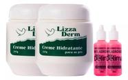 Kit 2 Creme Hidratante para os Pés Lizza Derm + 2 Loção Milagroso Delima Suave Fragrance