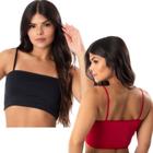 Kit 2 Cropped Fitness Feminino Faixa Alcinha Top De Academia Casual Básico Treino Sem Bojo - Lelu Modas