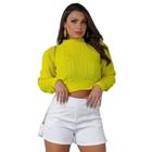 Kit 2 Cropped Tricot Blusa Manga Longa Tendencia Luxo