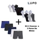 Kit 2 Cuecas Boxer/Box Micro Fibra e 3 Pares De Meias Lupo