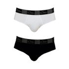 Kit 2 Cuecas Slip Branco/Preto Zorba 716