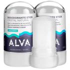 Kit 2 Desodorantes Em Pedra Cristal Stick Alva 60g Kristall Sensitive Natural Sem Aluminio Sem Perfume Vegano