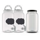 Kit 2 dispenser torneira branco + 1 pote sabao 3,6 preto