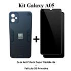 Kit 2 em 1 Capa Anti Shock Resistente Preto + Película Privacidade 3D Vidro para Samsung Galaxy A05