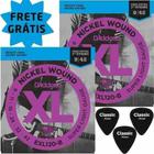 Kit 2 Encordoamento D'Addario Guitarra Exl120B + Palhetas
