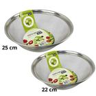 Kit 2 Escorredor Cesto em Inox Frutas Alimentos Multiuso 22 e 25 cm