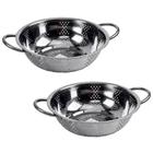 Kit 2 Escorredor Inox Arroz Macarrão Peneira De Cozinha 25Cm