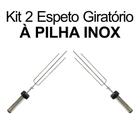 Kit 2 Espetos A Pilha Giratório Inox Regulável 50cm A 65cm - Laurindos  Churrasqueiras