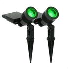 Kit 2 Espetos Refletor Led Spot Solar Verde Externo Jardim 10lm