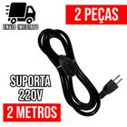 Kit 2 Extensão Elétrica Prolongador Preto Extensor de Cabo 2 Metros Bivolt 110v e 220v - D&C