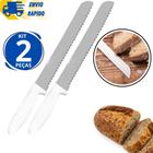 Kit 2 Faca Para Cortar Pão Em Inox N8 de Serra Grande Ideal Torta Pão Caseiro Panificadora Cozinha