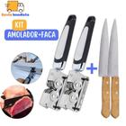 Kit 2 Facas de Cozinha Aço Inox 7 + 2 Amolador de Facas Profissional para uso Domestico e Profissi