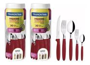 Kit 2 faqueiros ipanema aco inox 30 pecas