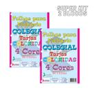 Kit 2 Folhas De Fichários Colegial Coloridas 4 Furos 1/4 - Tamoio