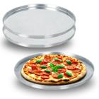 Kit 2 Forma de Pizza Brotinho 20 cm com Bordas Reforçadas Alumínio Polido