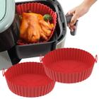 Kit 2 Forma De Silicone Para Airfryer Fritadeira Elétrica Antiaderente Reutilizável Forminha Bolo 20cm Vermelha