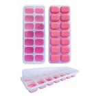 Kit 2 Formas de Gelo Silicone Rosa 14 Cubos com Tampa - Catuaí