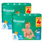 Kit 2 Fralda Personal Baby Protect & Sec Tamanho G Leve 70 Pague 66 Unidades Descartáveis cada