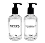 Kit 2 Frasco Pet Cristal 250ml Decoração Minimalista Banheiro - Shampoo Condicionador com Válvula Pump Pote plástico