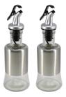 Kit 2 Galheteiro De Vidro e Inox Para Azeite e Vinagre 200ML