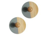 Kit 2 ganchos suporte cabideiro de madeira com adesivo parede banheiro pendurar roupa toalha dupla face