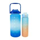 Kit 2 garrafas de plástico motivacional tie dye 2l e 650ml - Golden Rio