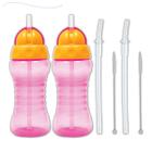 Kit 2 garrafinhas fresh buba infantil 300 ml com 2 canudos retrátil silicone extra