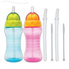 Kit 2 garrafinhas fresh buba infantil 300 ml com 2 canudos retrátil silicone extra