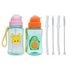 Kit 2 Garrafinhas Infantil 400 Ml Buba 2 Canudos Extra