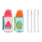 Kit 2 Garrafinhas Infantil 400 Ml Buba 2 Canudos Extra