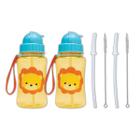 Kit 2 garrafinhas infantil 400 ml buba com 2 canudos extra reposição retrátil silicone