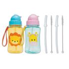 Kit 2 garrafinhas infantil 400 ml buba com 2 canudos extra reposição retrátil silicone