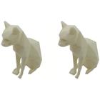 Kit 2 Gato Sentado Facetado Branco