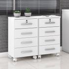 Kit 2 Gaveteiros 4 Gavetas com Rodízios e Chave Gávea