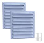 Kit 2 Grades De Ventilação Quadrada De Alumínio 14x16 Branca