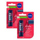 Kit 2 Hidratante Labial Nivea Hidra Color 2 em 1 Vermelho 4,8g