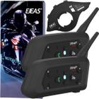 Kit 2 Intercomunicador Ejeas V6 Pro+ Par Fone Bluetooth Moto Capacete + Controle Remoto Guidão EUC