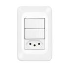 Kit 2 Interruptor Simples com Tomada 20A com Placa e Suporte 4x2 PIAL Pop Legrand