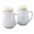 kit 2 Jarras 60ml para Molhos e Caldas, Galheteiro Azeite e Vinagre - Porcelana tampa pinus - Antilope Decor Porcelanas